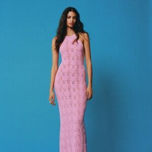 Mango Crochet Pink Dress